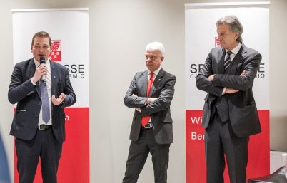 Presenti all’inaugurazione, i vertici della Cassa di Risparmio