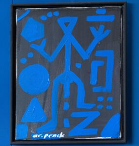 Dipinto in blu e nero di Ar Penck