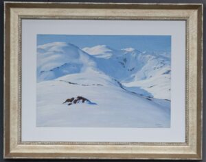 Dipinto di montagne innevate di Max Von Esterle