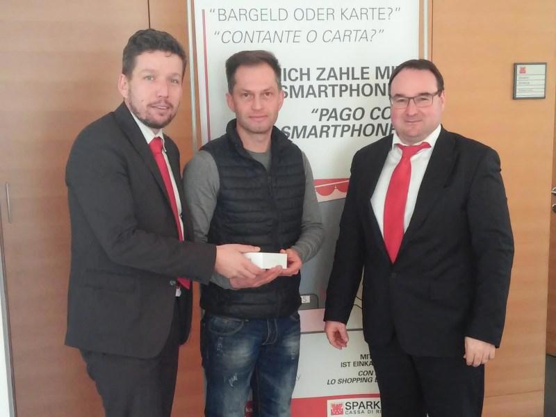 Armin Tappeiner vince il primo premio: un’Apple iPhone 6S - 64 GB